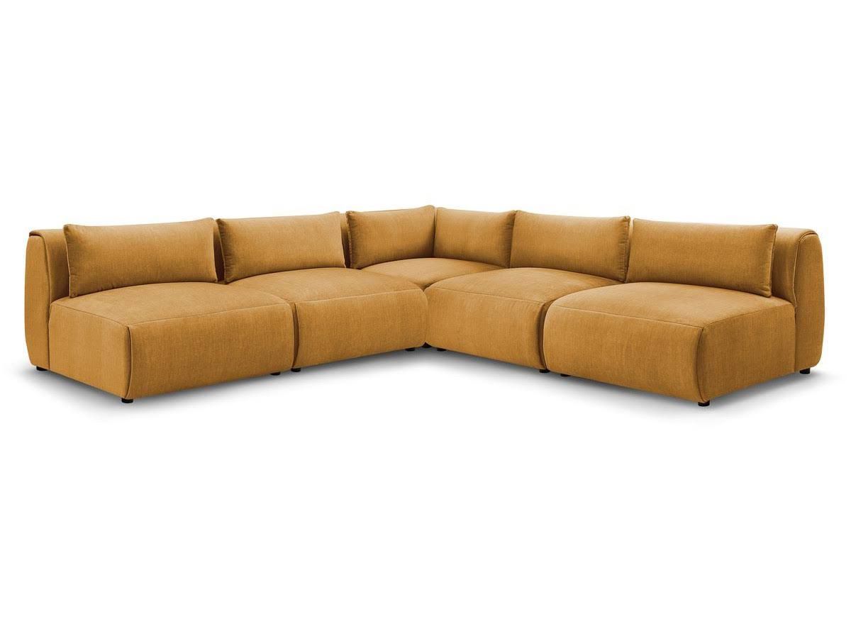 Velvet Corner Sofa Fixed Modular With Four Chaise Seats For Living Room
