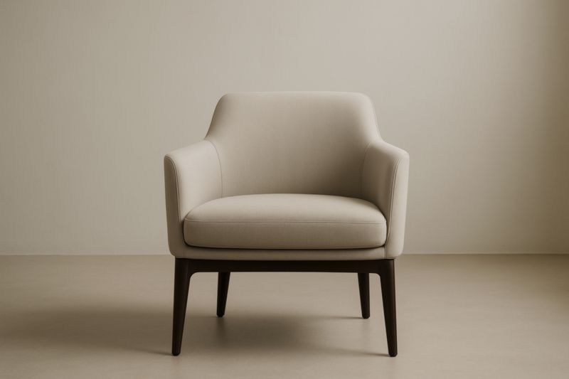 Beige Fabric Armchair With Beech Wood Frame And Polyester Upholstery 80 Centimeter High Comfort
