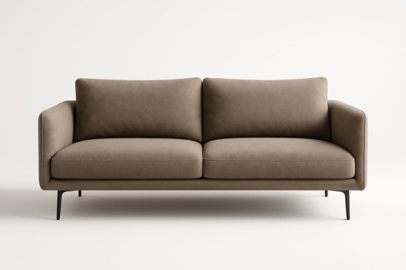 Unbranded Brown Polyester Fabric Sofa With Metal Legs 210 Cm Long Two Seater For Living Room