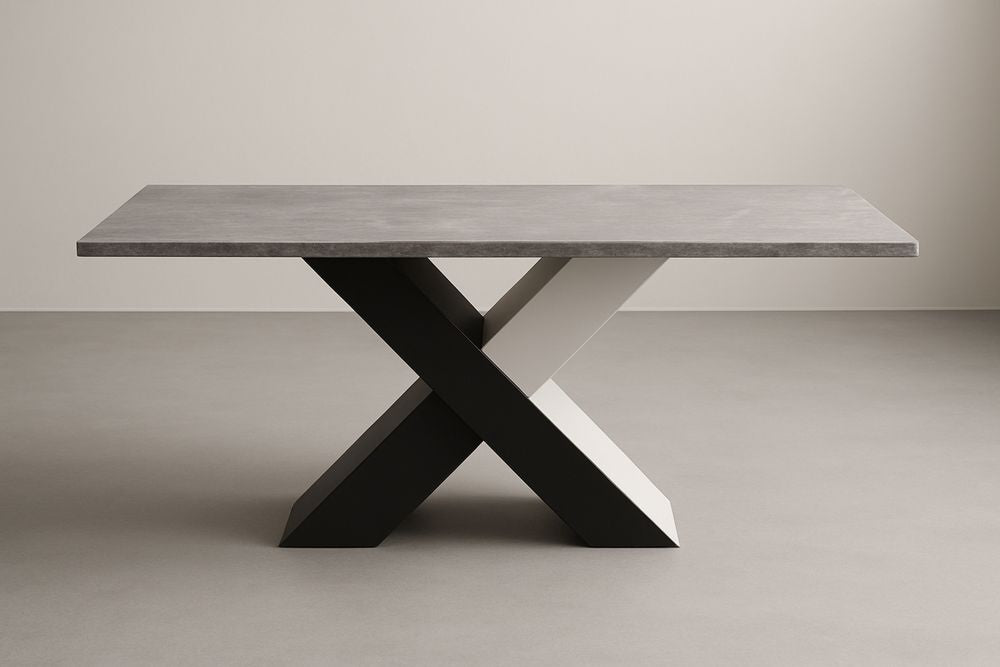 Dining Table With MDF Top And Steel Frame Black White Finish 180 cm Long 90 cm Wide 75 cm High