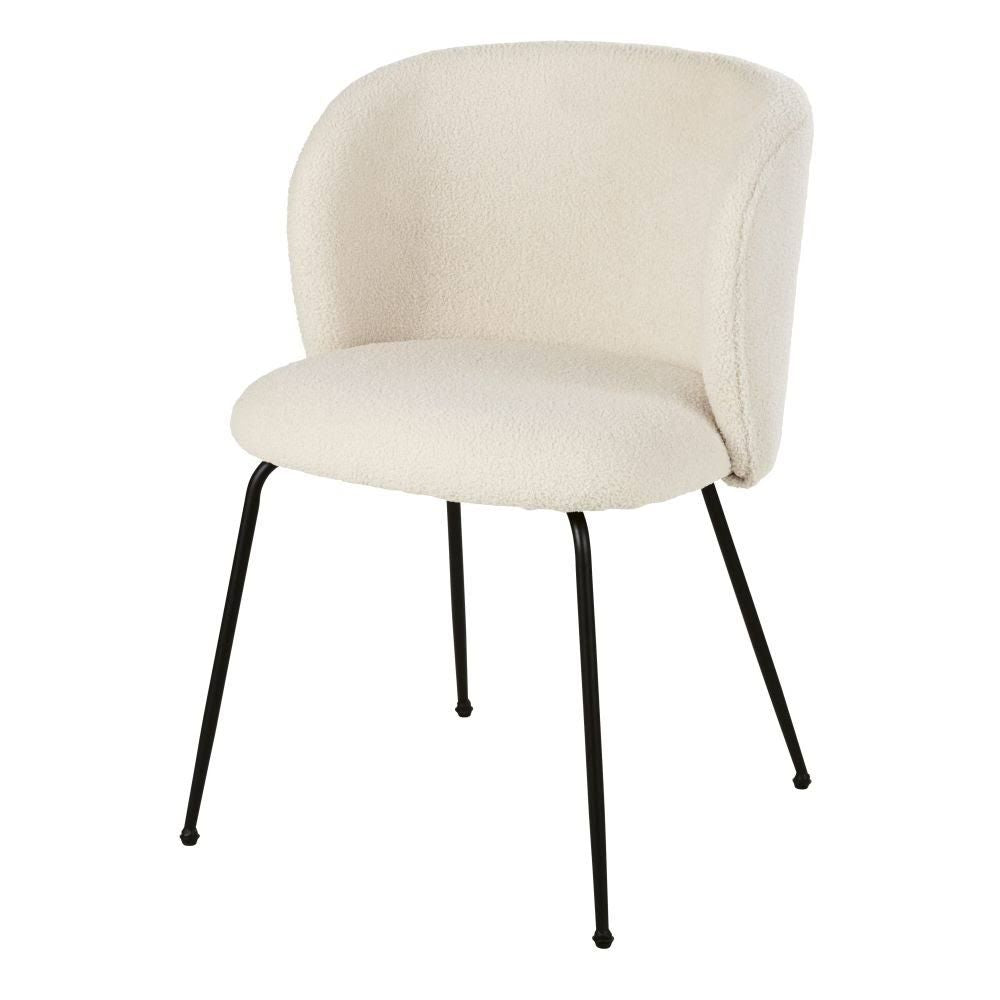 Cream Boucle Chair With Black Steel Frame Contemporary Modern Seating