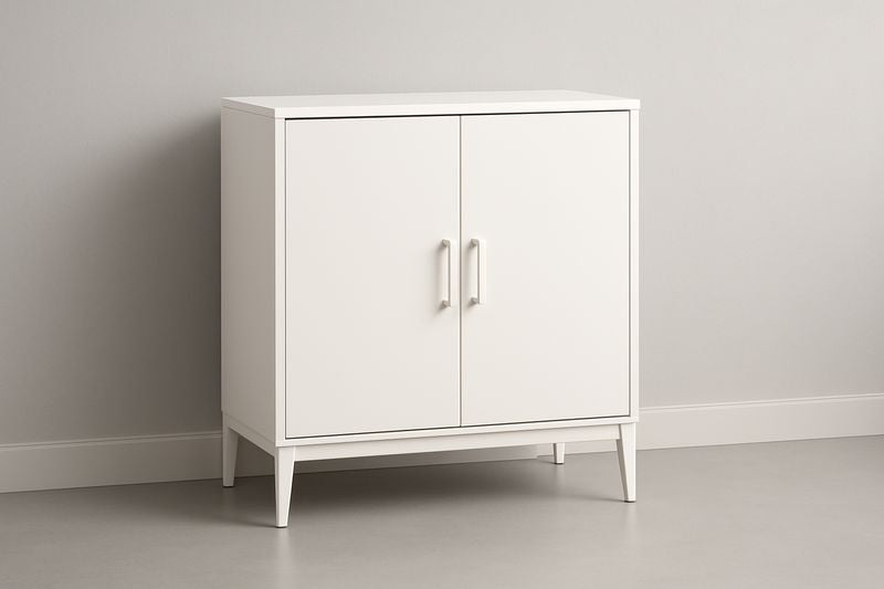 White MDF Rectangular Two Door Sideboard 80x90x40 cm