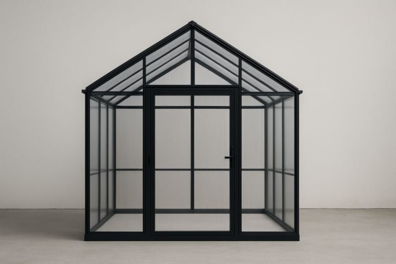 Aluminum Frame Garden Greenhouse With Polycarbonate Panels In Black For Outdoor Use Durable Construction
