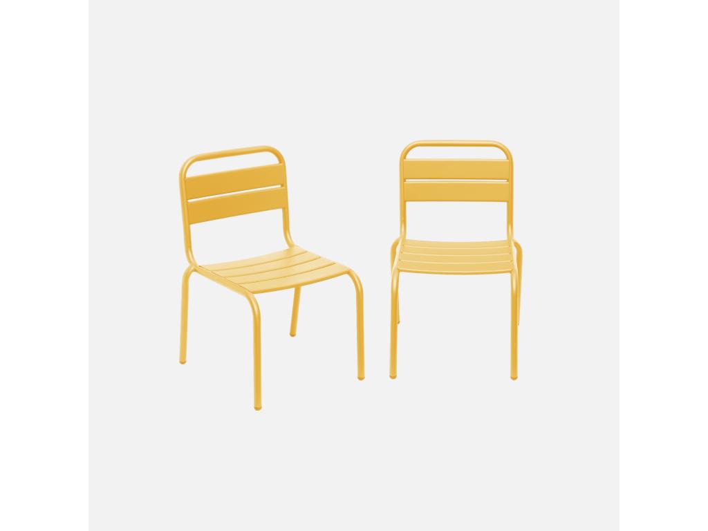 Two Pack Yellow Metal Chairs For Kids Indoor Use Steel Durable Construction Set Of 2