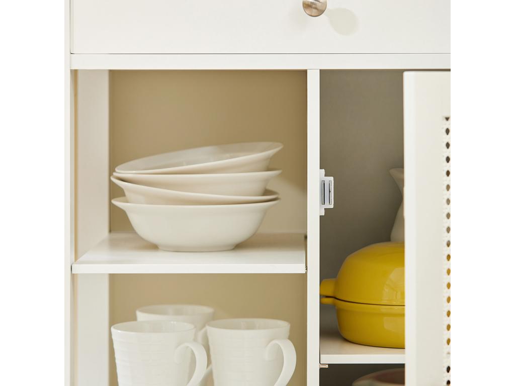 Wall Mounted Kitchen Service Cart And Storage Unit FKW46-WN White Finish With Compact Design