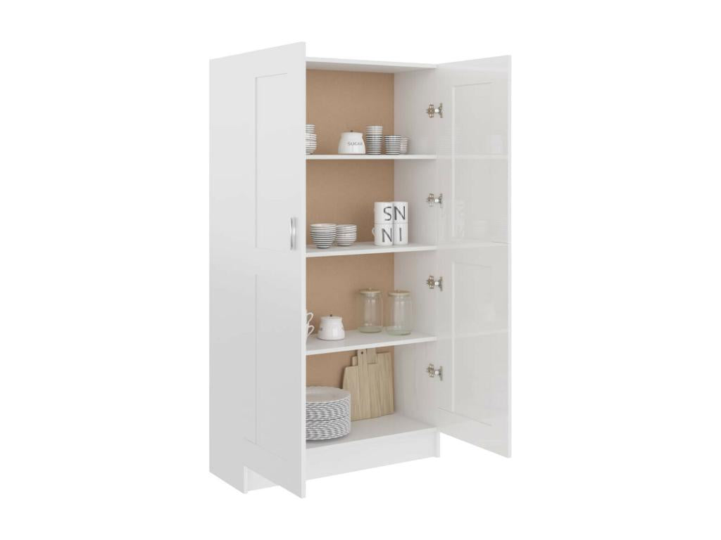 Glossy White Storage Cabinet 82.5 cm Wide 30.5 cm Deep 150 cm Tall Wood Panel Construction