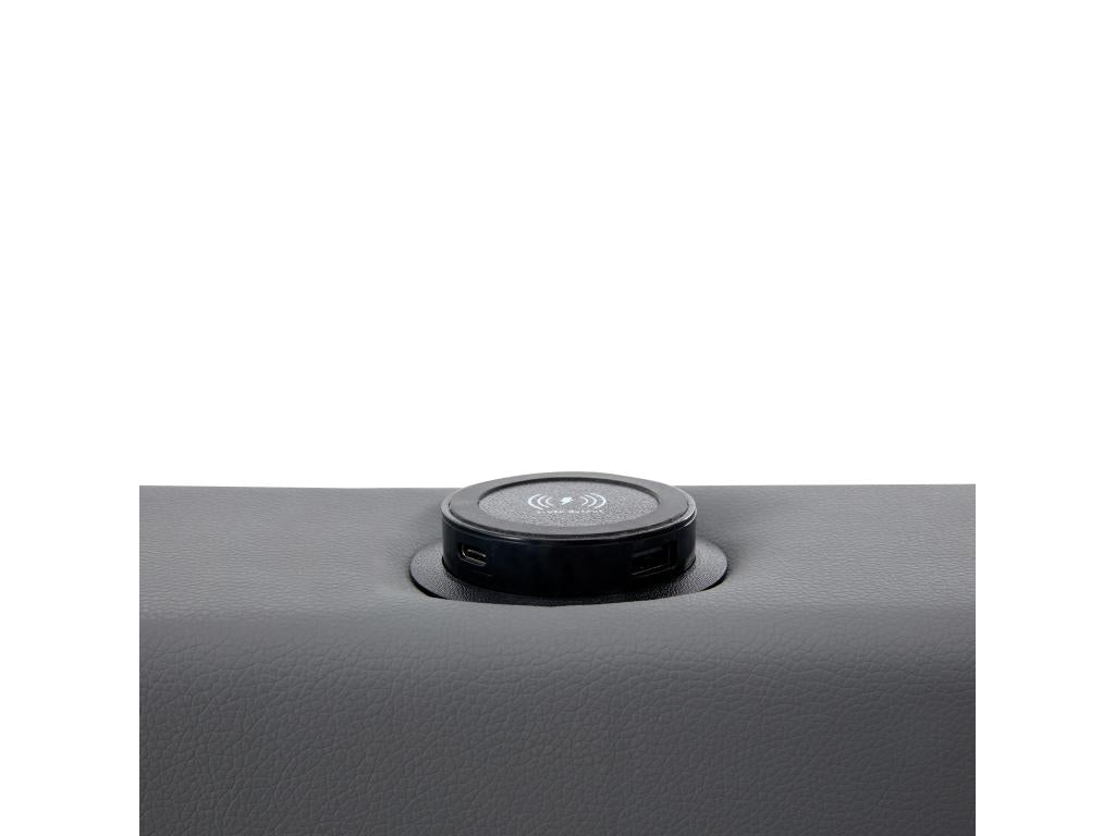 Gray Faux Leather Storage Bed With Drawers 140x190 LED USB