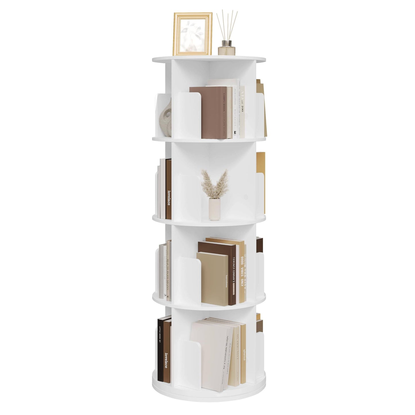 EUGAD Rotating Bookshelf Four Levels With Sixteen Compartments For Living Room Office And Kids Room