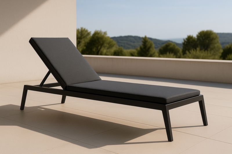 Outdoor Chaise Longue Aluminum Textilene Black 200x70x35 cm With Adjustable Backrest