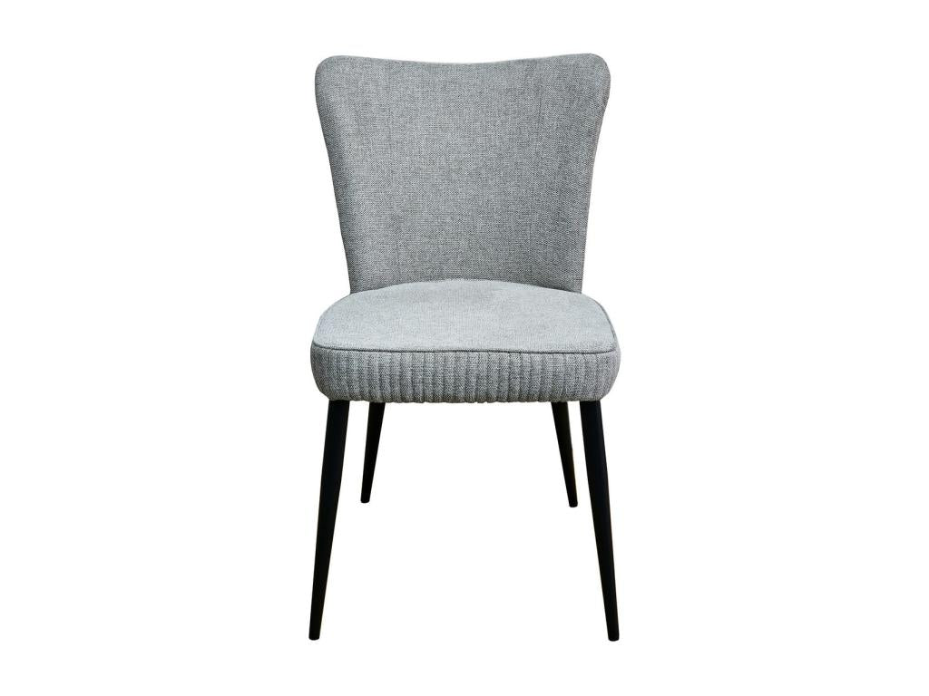 Boivana Set Of 6 Gray Heather Fabric Dining Chairs With Matte Black Metal Legs And Upholstered Seats