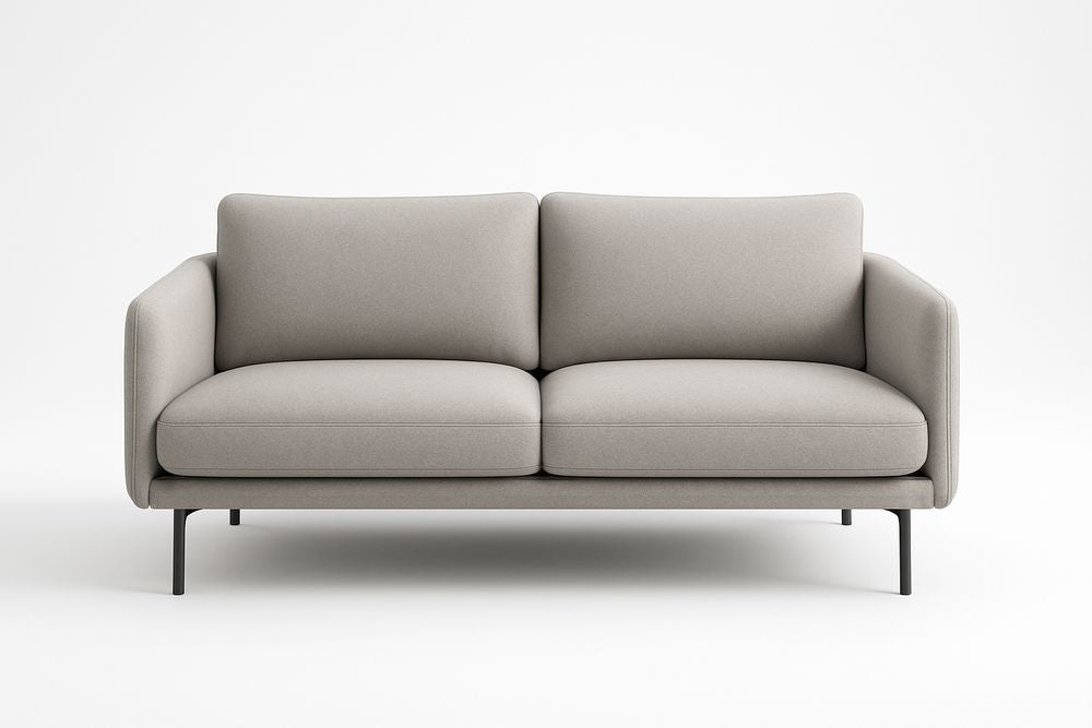 Gray Polyester Fabric Two Seat Sofa With Stainless Steel Frame For Living Room Modern Minimalist Style