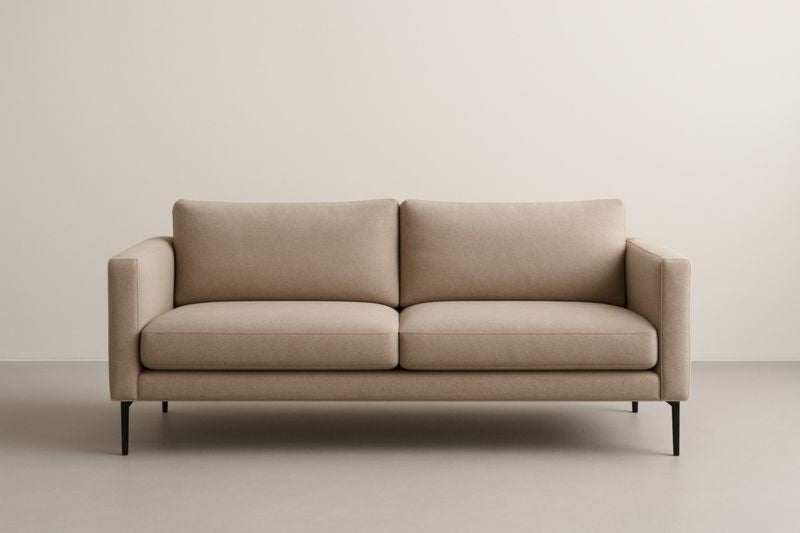 Beige Fabric Two Seater Sofa With Oak Frame Dimensions 210 X 85 X 75 Cm Ideal For Living Room