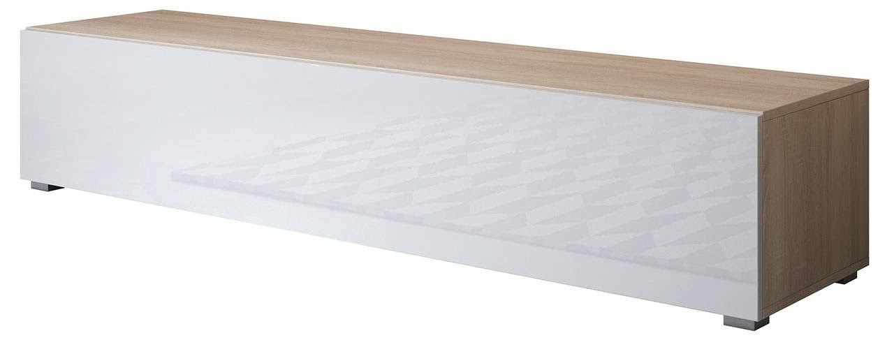 MB Moebel Luke H2 TV Stand Engineered Wood with White Brown Sonoma Imitation Veneer 32cm Wide