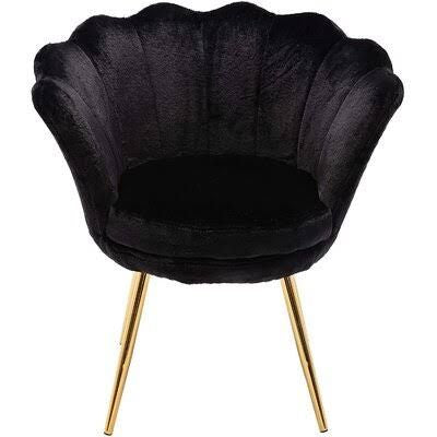 23.6-Inch Wide Barrel Chair And Ottoman In Black Faux Leather