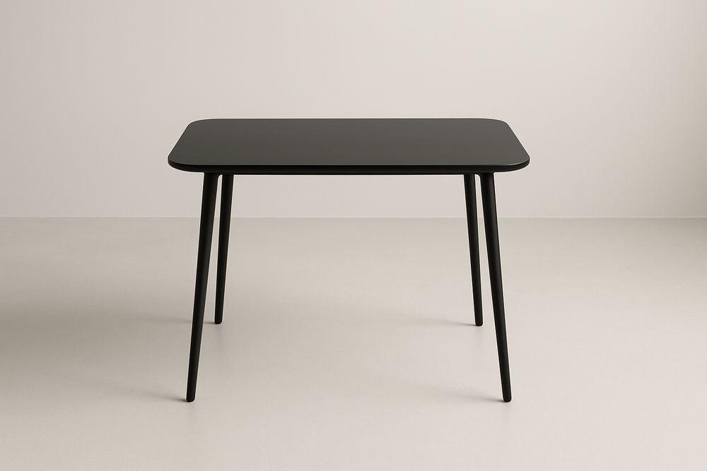 Rectangular Black Table With Lacquered MDF Top And Steel Legs 120x80x75 cm For Dining Or Office