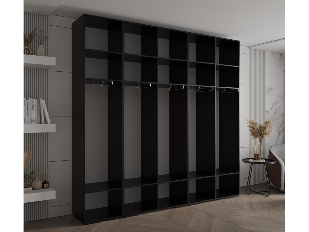 Logidoux 2 Five Door Wardrobe In Black Laminate With Soft Close Doors Self Assembly