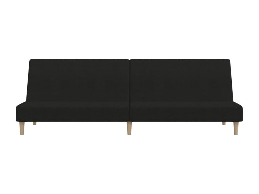 Two Seater Sofa Bed In Black Fabric With Manual Recline Wood Frame And Polyester Upholstery