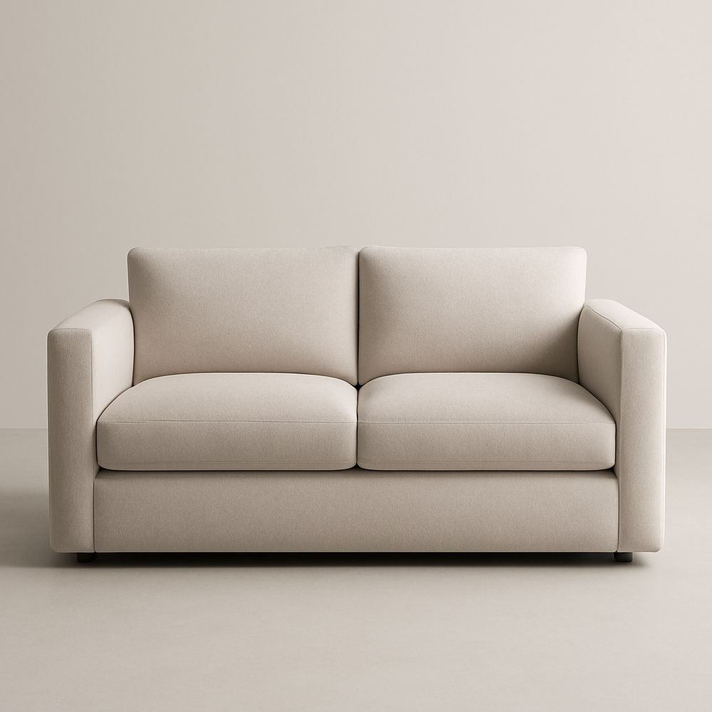 Beige 2 Seater Fabric Sofa With Polyester Upholstery