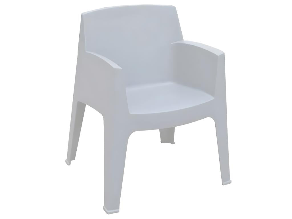 White Resin Stackable Outdoor Chairs, Set of 12, Length 67 cm, Depth 60 cm, Height 82 cm