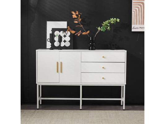 Good For Planet White Buffet Cabinet With Two Doors And Three Drawers 120cm L 32cm D 80cm H