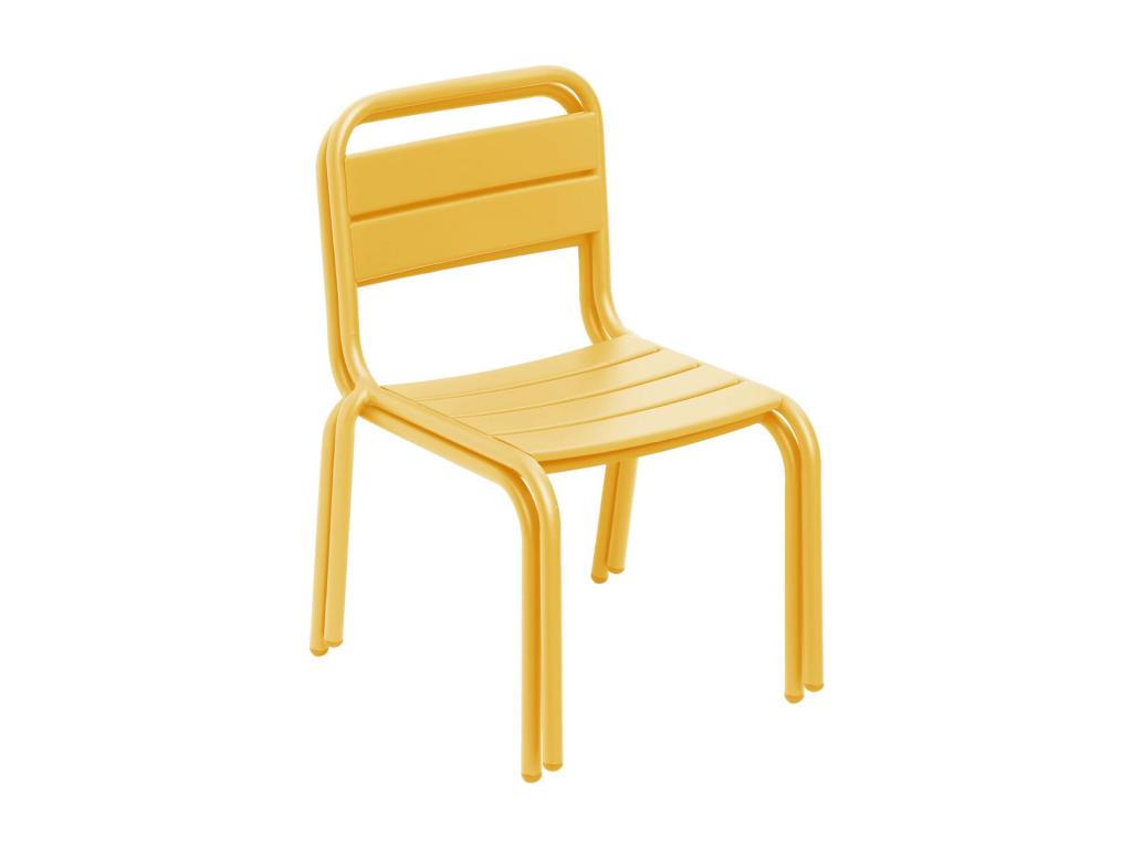 Two Pack Yellow Metal Chairs For Kids Indoor Use Steel Durable Construction Set Of 2