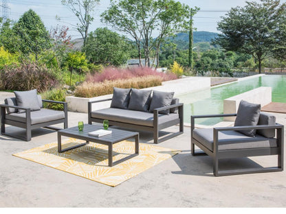 Decoepure Aluminum Garden Chair Anthracite Matte Finish With Armrests And Polyurethane Foam