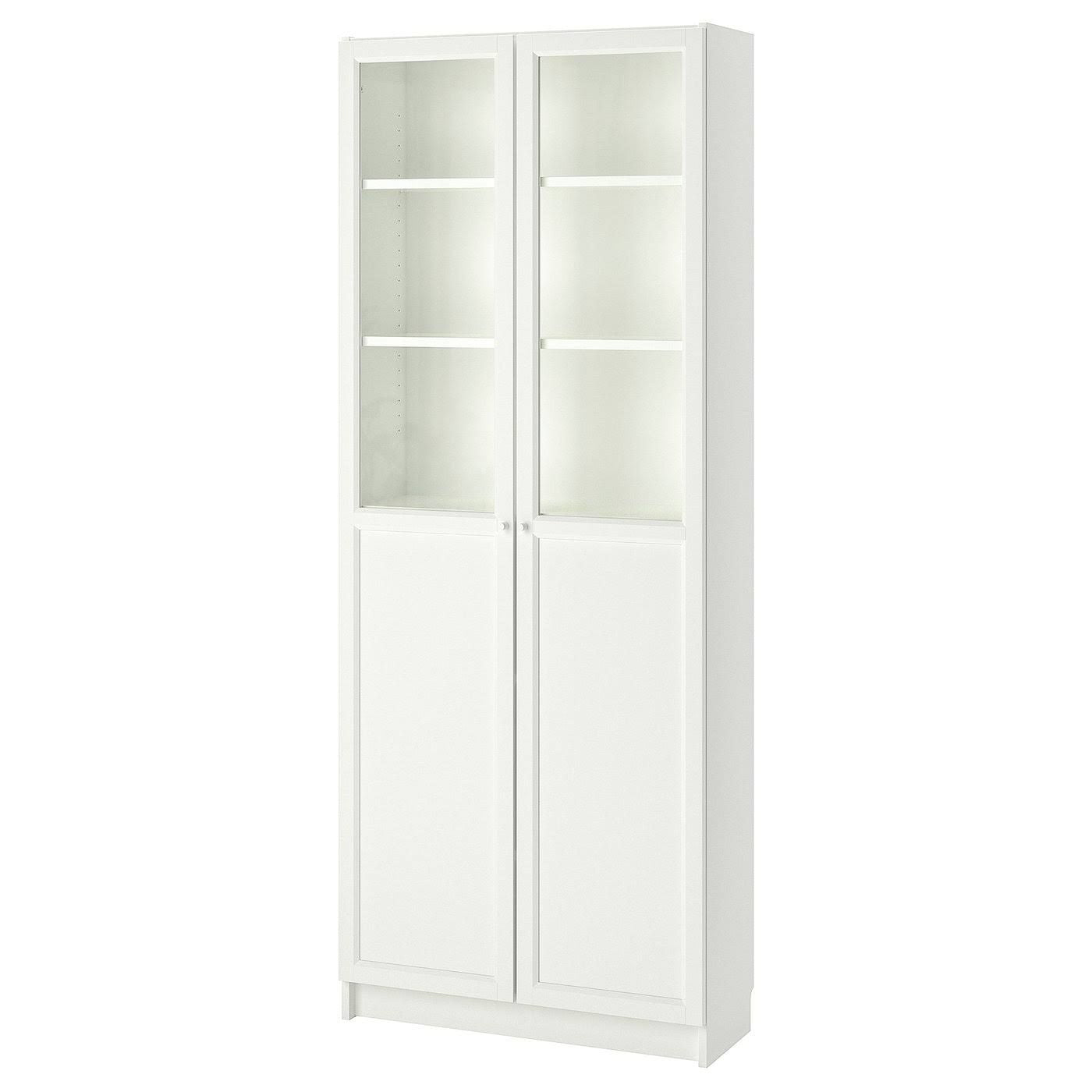 IKEA BILLY OXBERG Glass Front Bookcase With Display Doors For Dust Protection And Adjustable Shelves