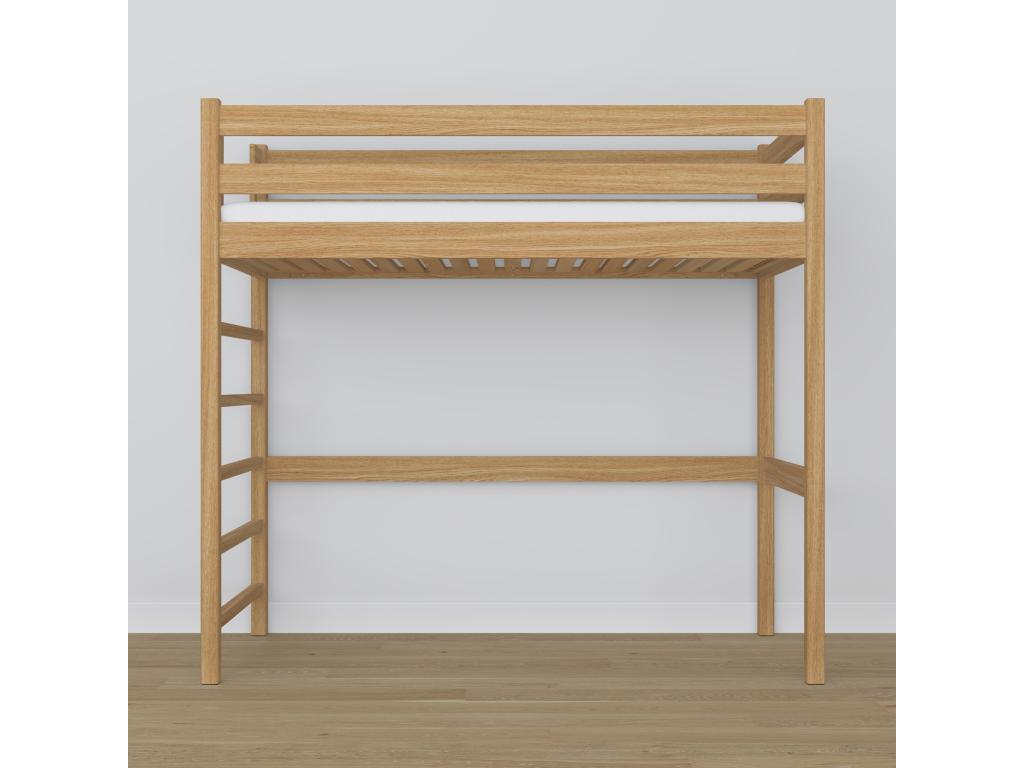 N01 Solid Oak Loft Bed Natural Oak 90x180