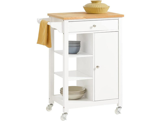 Wall Mounted Kitchen Service Cart And Storage Unit FKW46-WN White Finish With Compact Design