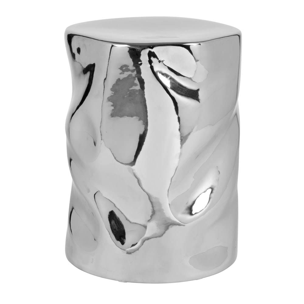 Silver End Table Contemporary Style Compact Side Table With Reflective Finish