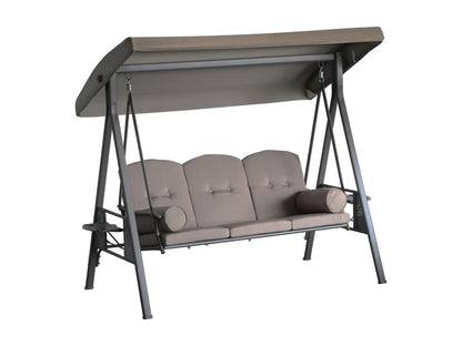 Decoauthentic 3-Seater Garden Lounge With Adjustable Tilt Canopy And Retractable Trays Brown Polyester