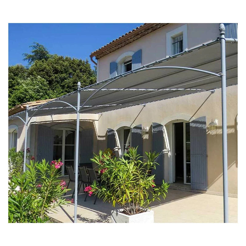 HDPE Shade Sail 6x4m Permeable Platinum Gray For Outdoor Pergolas And Patios Durable UV Resistant Fabric
