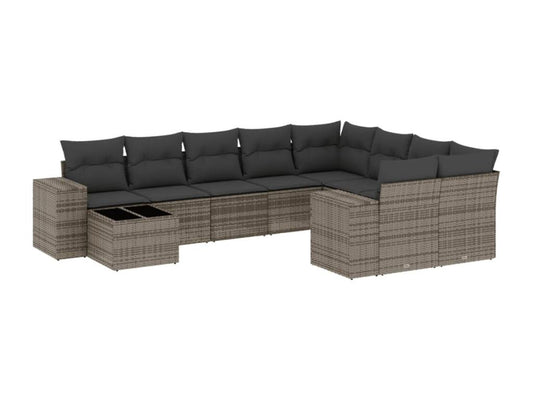 Gray Resin Wicker 10 Piece Outdoor Garden Lounge Set With Cushions Modular Weather Resistant