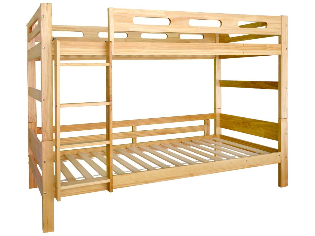 Pine Frame Bunk Bed 2x90x200 Cm With Slatted Bed Base Included Two Sleeping Areas Natural Finish