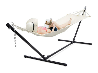 Decoepure Metal Hammock Stand 325 x 100 x 106 cm 150 kg Adjustable Chains With Hooks Indoor Outdoor Black