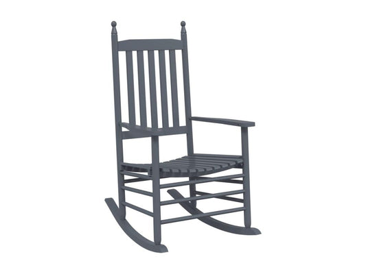 Rocking Chairs Set of 2 Gray Solid Poplar Wood With Ergonomic Curved Seats for Outdoor Use
