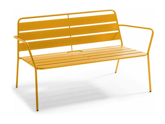 Mobilierdoux Metal Garden Sofa Orange-Toned Finish For Outdoor Use 58cm L 49cm D 101cm H