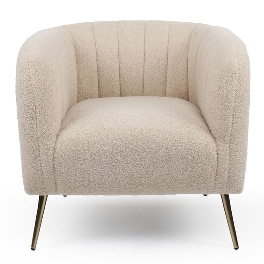 Bombaro Modern Armchair With Velvet Upholstery And Gold Metal Legs For Living Room