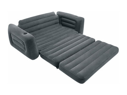 Decoessentielle 2 Seat Inflatable Convertible Sofa Gray Indoor Use With Sliding Convertible Mechanism