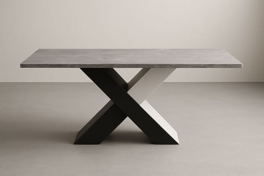 Dining Table With MDF Top And Steel Frame Black White Finish 180 cm Long 90 cm Wide 75 cm High