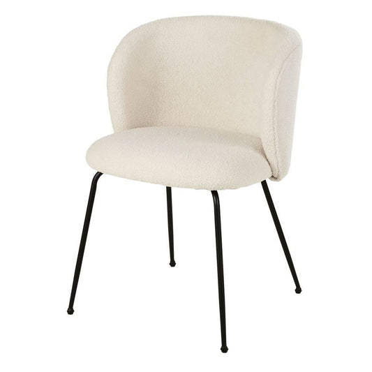 Cream Boucle Chair With Black Steel Frame Contemporary Modern Seating
