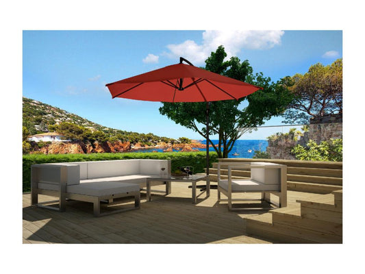 Round Cantilever Parasol 300cm Diameter Aluminum Frame Terracotta