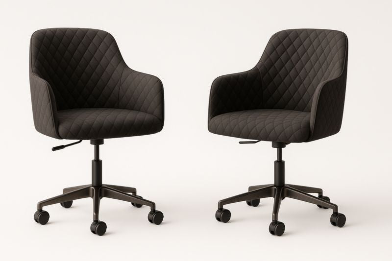 Swivel Office Chair With Polyester Upholstery Black, Height Adjustable, Steel Base, Casters