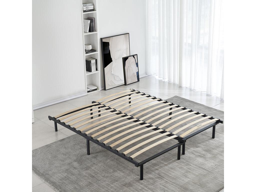 Extendable Slatted Bed Base 90-180x200 cm With Stainless Steel Frame