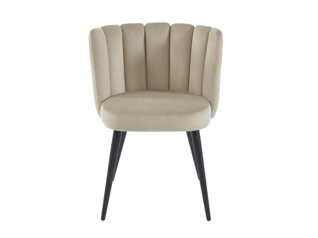 Mobilierdoux MORABITO Six Beige Velvet Dining Chairs With Black Metal Frames Plywood Self Assembly