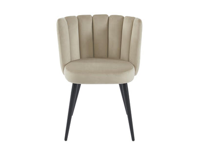 Mobilierdoux MORABITO Six Beige Velvet Dining Chairs With Black Metal Frames Plywood Self Assembly