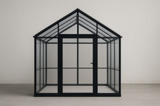 Aluminum Frame Garden Greenhouse With Polycarbonate Panels In Black For Outdoor Use Durable Construction