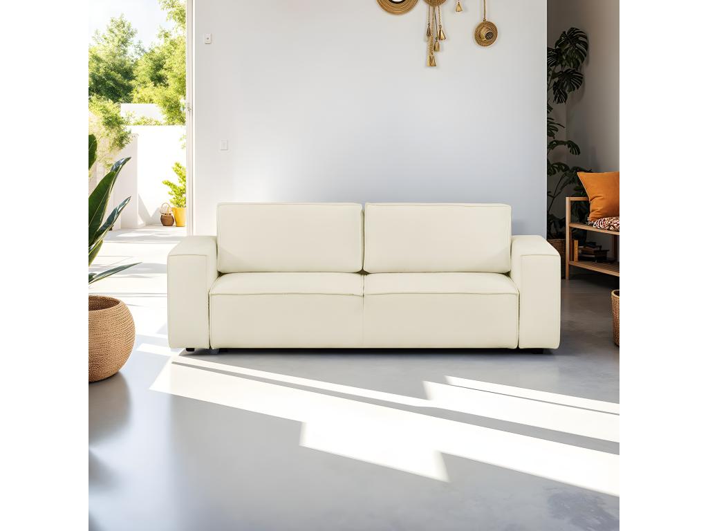 Boisinterior Mod 5 Seater Convertible Sofa With Storage In Ivory Bouclé Fabric And Wooden Frame