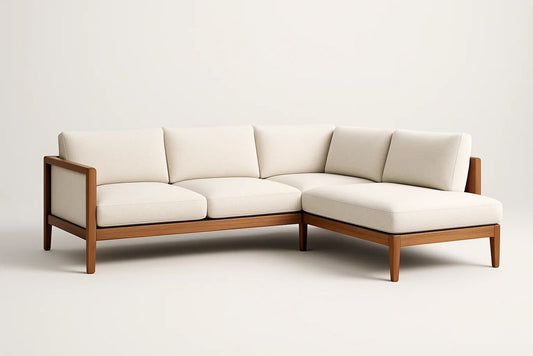 Cream Fabric L Shaped Sofa With Beech Wood Frame 260cm Square Footprint Seats Up To Five