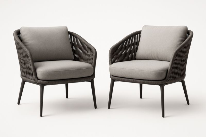 Aluminum Outdoor Chairs With Gray Rope Weave